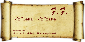 Füleki Füzike névjegykártya